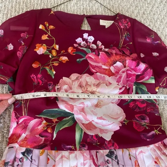 Ted Baker Pleated Midi Dress in Serenity Floral Print Size 1 (2) - Picture 8 of 9